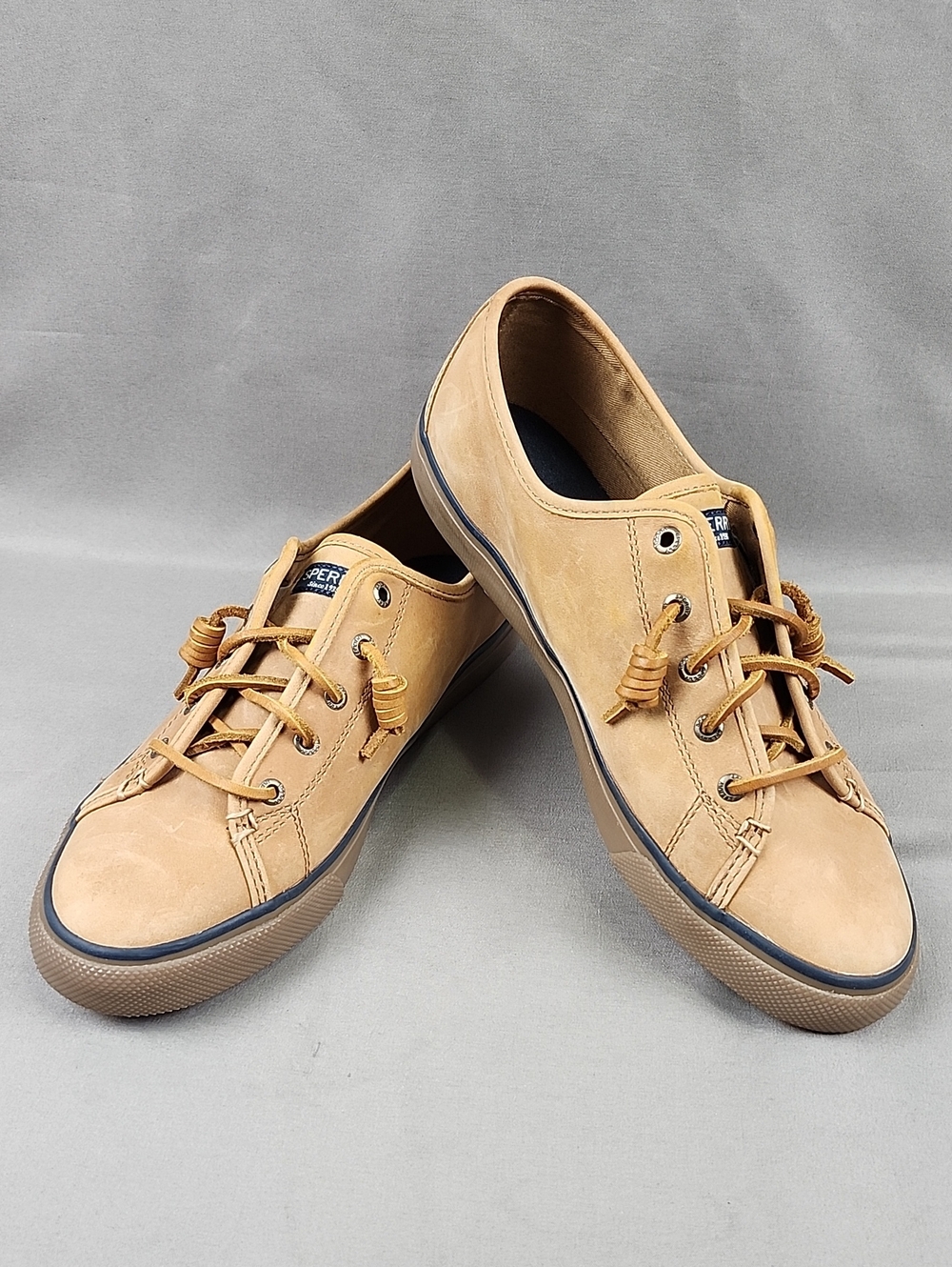 Sperry Slip On Leather Shoes Sneakers Womens Size 11 Knotted Laces